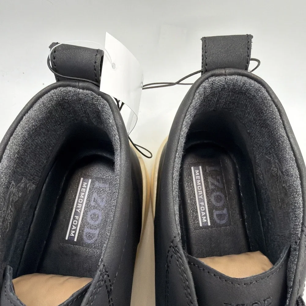 Izod Palmer Chukka Boots Men's Black Faux Leather Memory Foam Lace Up Casual - 9